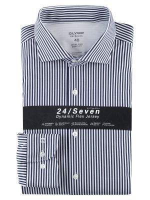 Slim fit olymp shirt in blue striped jersey