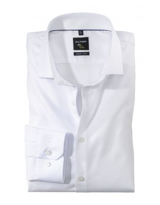Camicia olymp bianca super slim fit cotone stretch