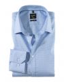 Olymp light blue checkered shirt super slim fit cotton stretch