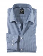 Camicia olymp blu a quadretti super slim fit cotone stretch