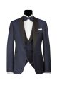 Blue simbols slim fit tuxedo in jacquard wool 