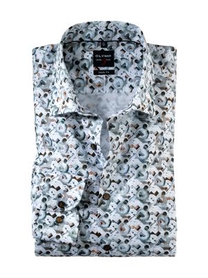 Shirt olymp slim fit graphic design printed stretch cotton