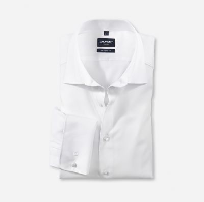 Camicia olymp bianca con polso doppio cotone facile stiro regular fit