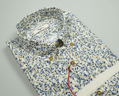 Camicia ingram in cotone stretch fantasia floreale stampata