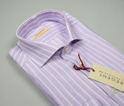 Slim fit pancaldi shirt in pure striped wisteria linen