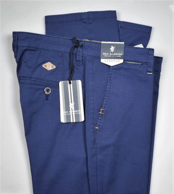 Trousers blue modern fit sea barrier cotton stretch