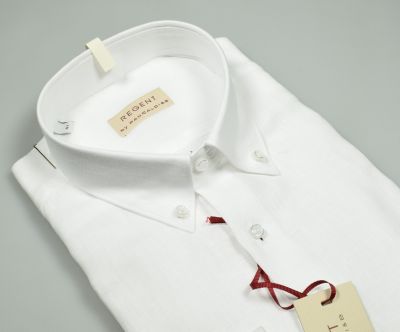 Camicia bianca in puro lino pancaldi regular fit