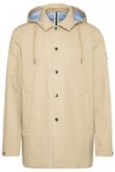 Unlined beige digel trench coat with detachable hood