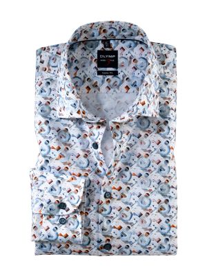 Camicia slim fit olymp disegno grafico stampato cotone stretch