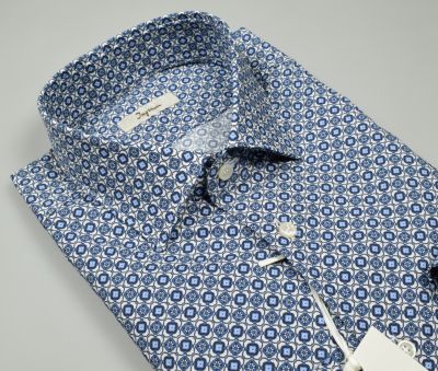 Ingram slim fit shirt in pure printed cotton 