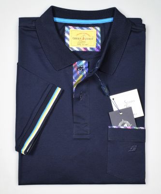 Dark blue green coast polo shirt with Scottish wire pocket 