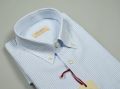 Linen and cotton shirt regular fit striped light blue