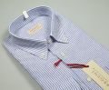Linen and cotton shirt regular fit with blue stripes