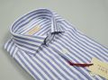 Linen and cotton shirt slim fit with blue stripes