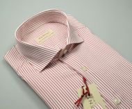 Slim fit pancaldi shirt with red stretch cotton stripes