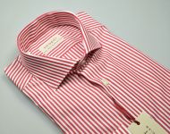 Camicia a righe rosse pancaldi slim fit in cotone