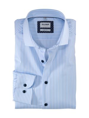 Shirt olymp striped light blue slim fit cotton stretch