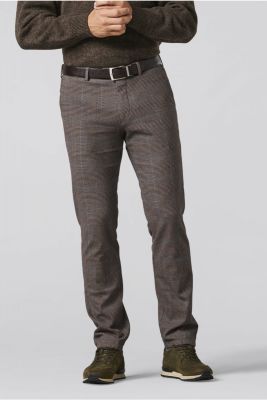 Trousers modern fit brown pattern prince of wales meyer