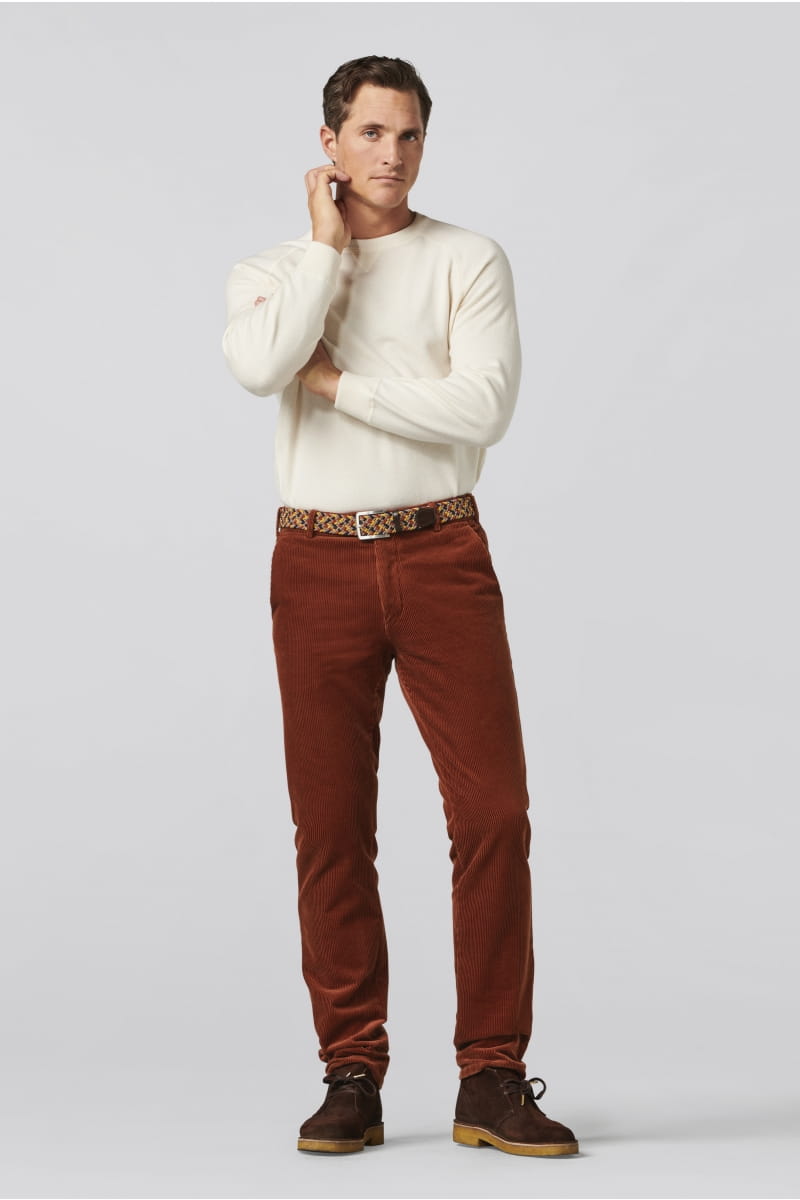 Pantalone Classico da Uomo Ruggine Modern Fit Velluto Luxury Stretch Meyer