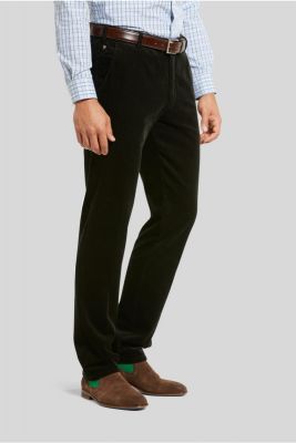 Meyer dark green trousers in luxury modern fit corduroy