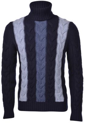 Maglione a dolcevita gran sasso blu in pura lana air wool