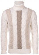 Maglione a dolcevita gran sasso beige in pura lana air wool