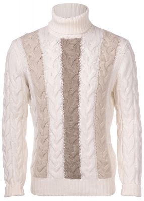 Sweater with turtleneck gran sasso beige in pure wool air wool