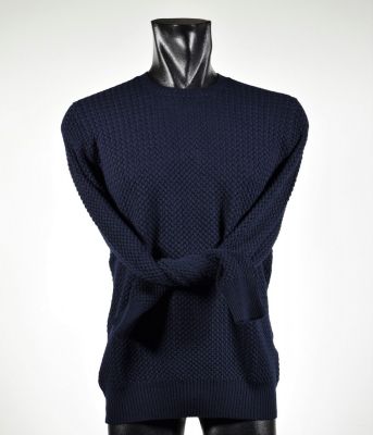 Merino wool neck loop 2 threads dark blue gran sasso