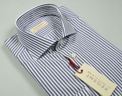 Camicia slim fit pancaldi in cotone a righe azzurro 