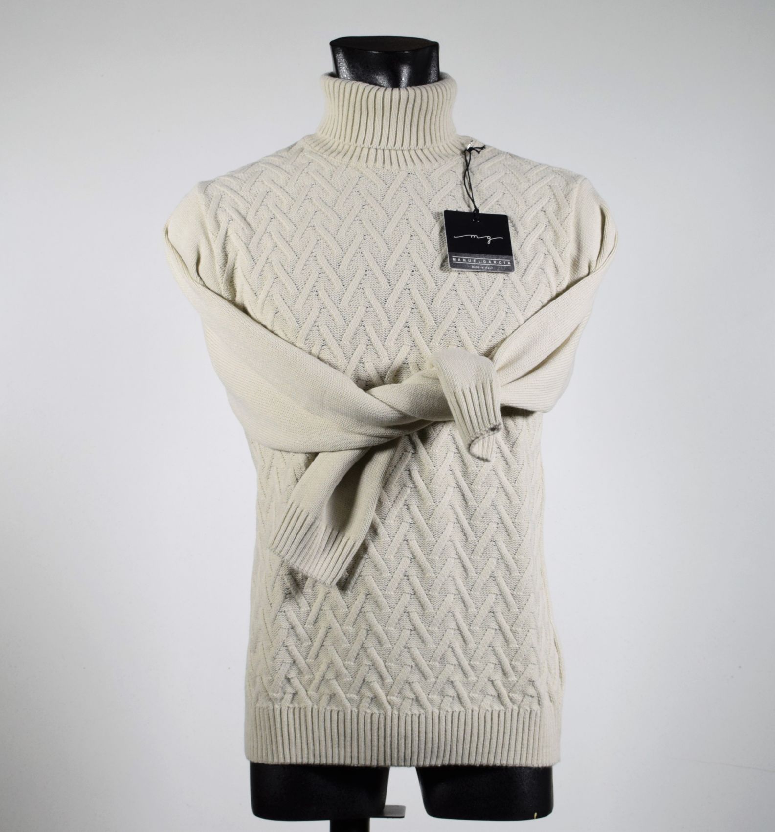 Turtleneck manuel garcia beige in wool blend