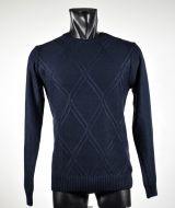 Manuel garcia blue crew-neck in wool blend 