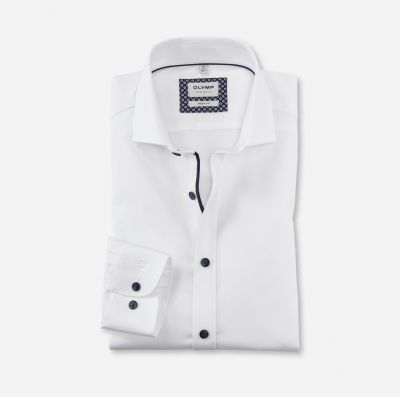 Camicia bianca slim fit in cotone stretch olymp level five
