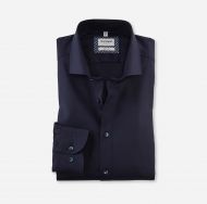 Camicia blu slim fit in cotone stretch olymp level five