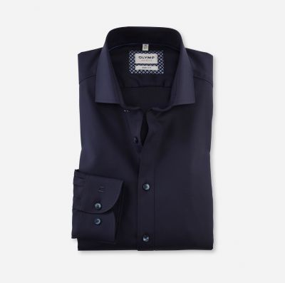 Dark blue slim fit shirt in stretch cotton olymp level five