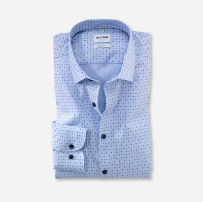 Shirt olymp light blue slim fit cotton stretch printed