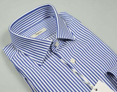 Camicia in cotone ingram a righe azzurro slim fit