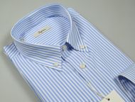 Striped shirt light blue ingram button down collar with pocket
