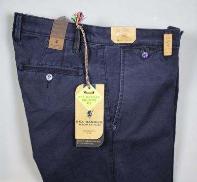 Pantaloni Uomo SEA BARRIER In Cotone Elasticizzato - Modello WINDOL, Gamba Dritta, Chiusura Con Bottone