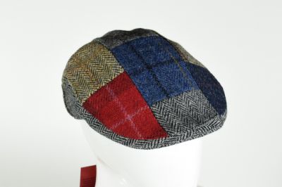 Panizza patchwork cap in harris tweed wool
