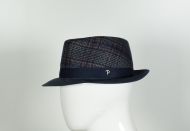 Blue plaid panizza trilby hat