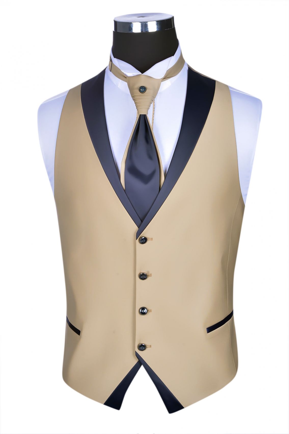 Beige Baggi Slim Fit Tuxedo Ceremony with Vest