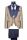 Smoking con petto a lancia beige baggi slim fit con gilet e plastron