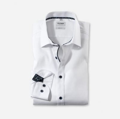 Camicia olymp bianca cotone stretch slim fit