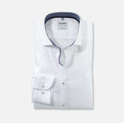 Camicia bianca olymp level five in cotone stretch slim fit