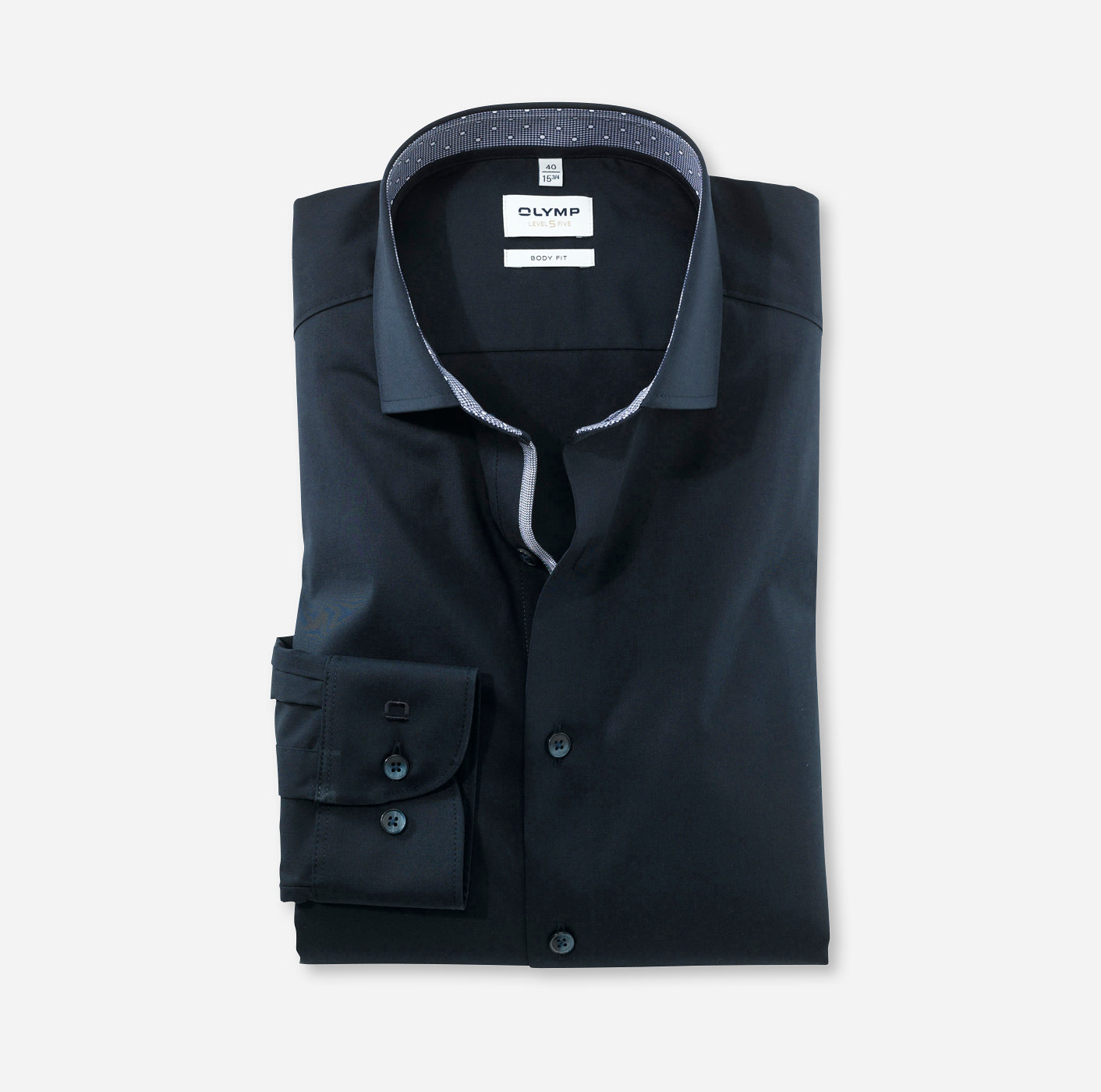 Olymp Camicia blu olymp level five in cotone stretch slim fit