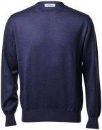 Regular fit gran sasso blue denim collar knit in merino wool 