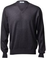 V-neck sweater regular fit ingram anthracite grey merino wool 