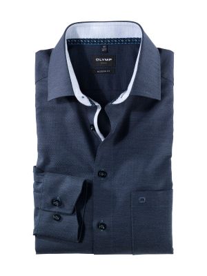 Camicia olymp blu scuro modern fit in cotone bio