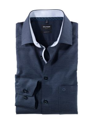 Olymp dark blue modern fit shirt in organic cotton