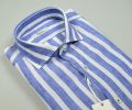 Light blue striped shirt in pure linen ingram slim fit